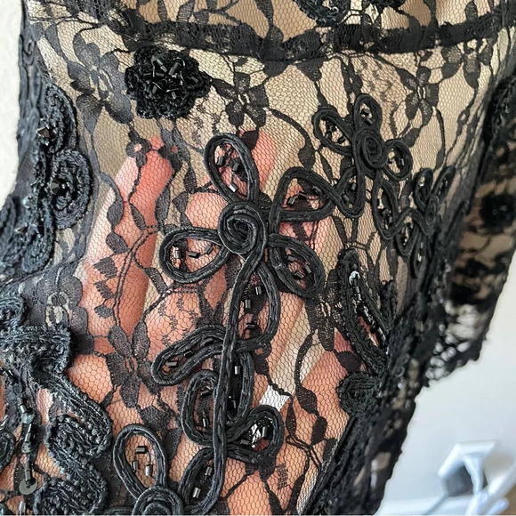 VTG Sue Wong lace drop waist dress black Sz 6 fairy goth great gatspy - Picture 10 of 10
